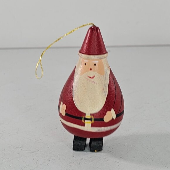 Vintage Handcrafted Wooden Santa Claus Christmas Ornament Christmas Folk Art - Picture 2 of 8